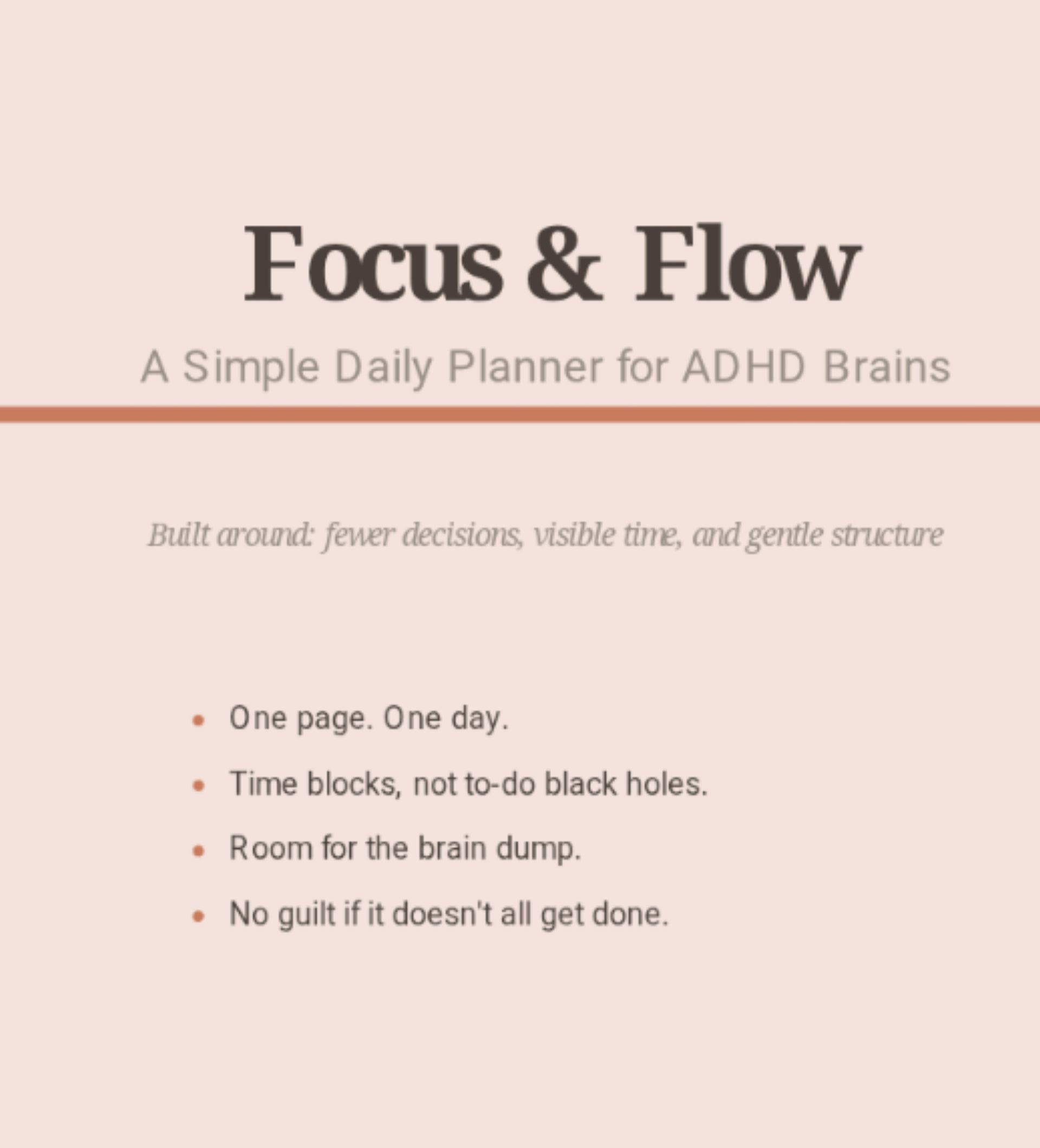 Focus & Flow — ADHD Daily Planner (Printable PDF)